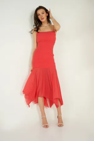 Robe asymétrique froncée en maille - ID7724 - (E-C2)