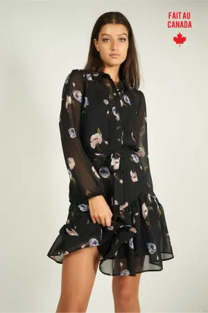 Robe fleurie en chiffon - OLEDA - (R-B12)