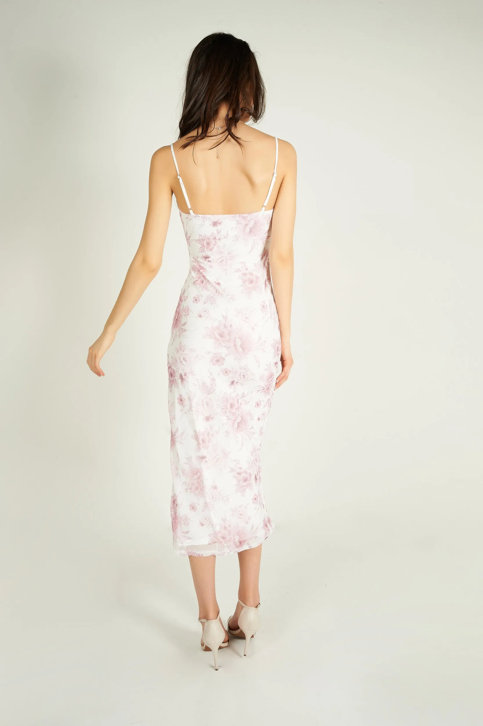 Robe fleurie froncée - CD55046-1 - (E-B18)