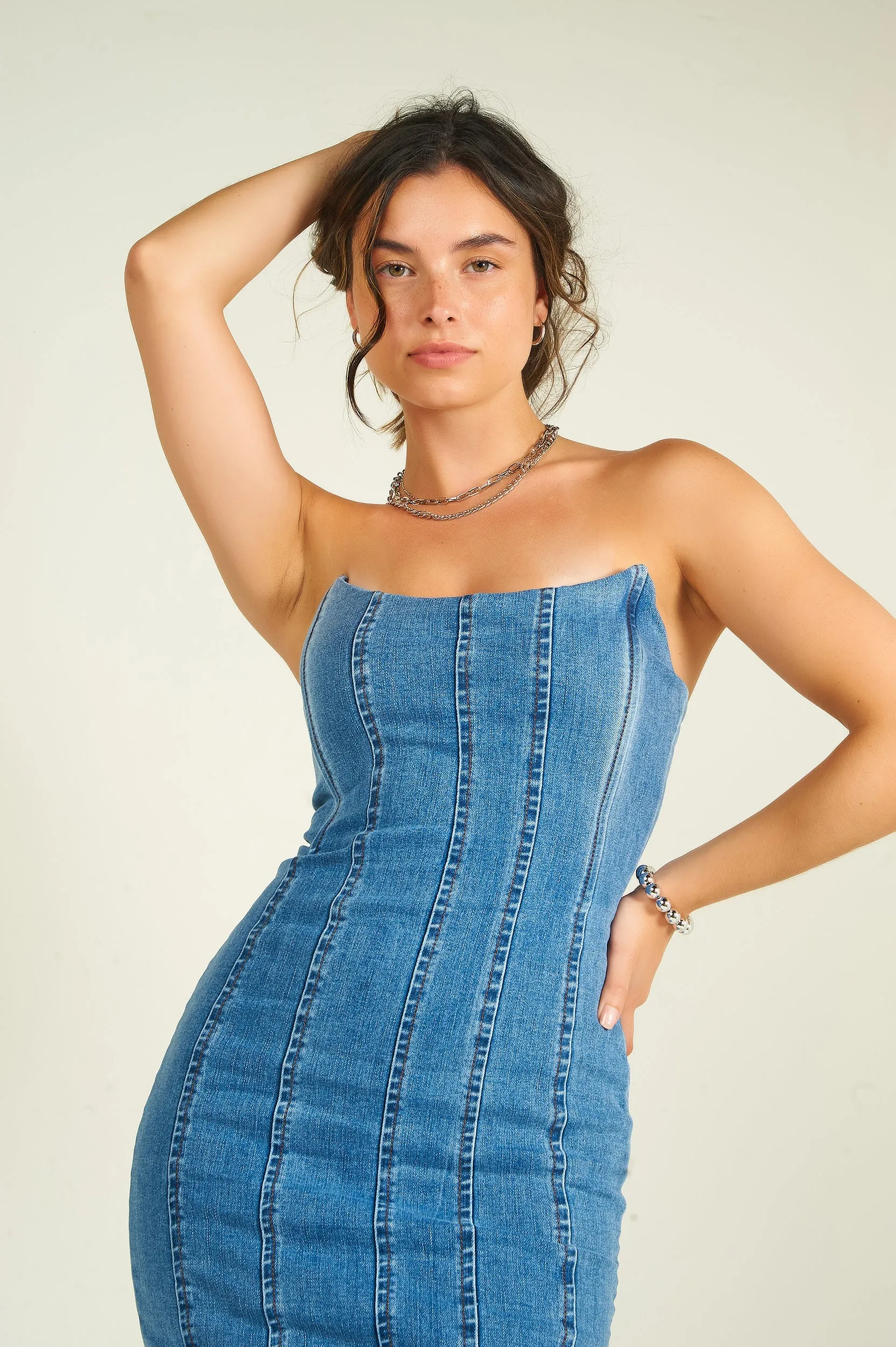 Robe midi en denim - D40301B - (E-A12)