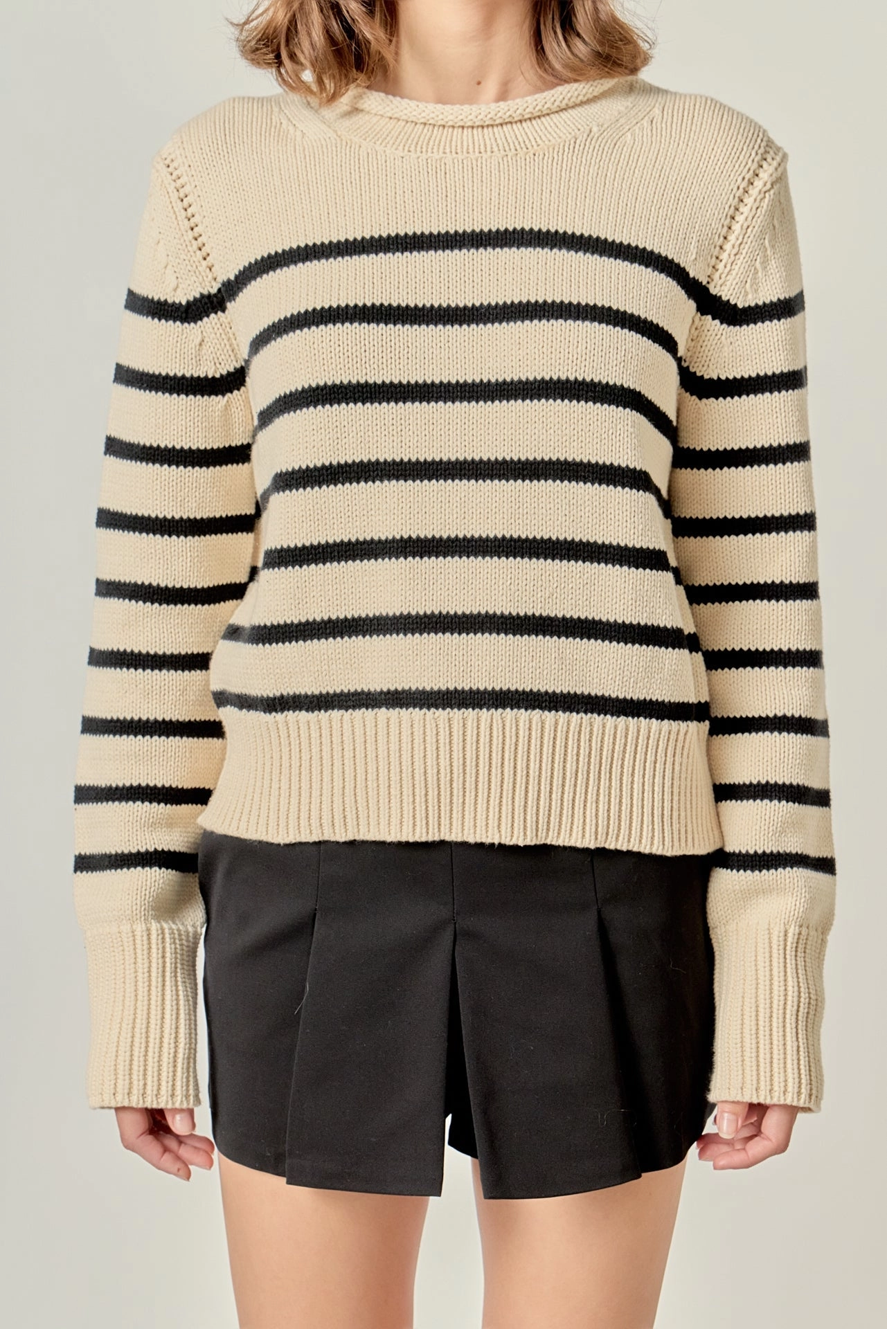 Oversized Fit NonRestrictive Armholes ROLLNECK STRIPE SWEATER