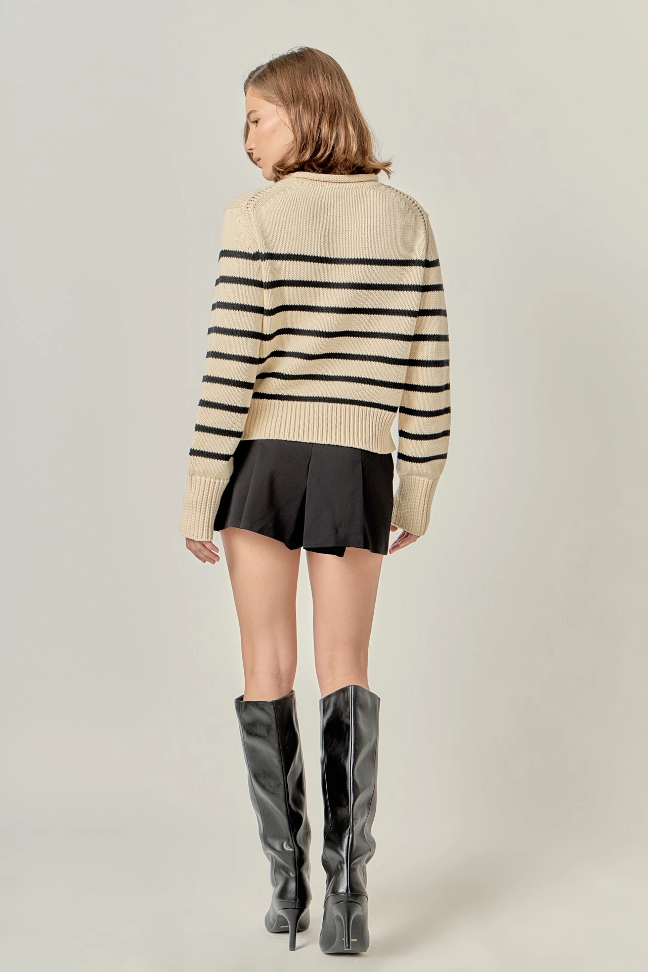 ROLLNECK STRIPE SWEATER ReflectiveTrim Relaxed Tank