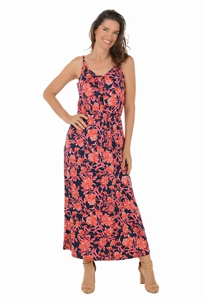 Elegant Finish Vibrant color dress Chrysanthemum Sleeveless Maxi Dress