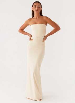 Romee Strapless Maxi Dress - Pastel Yellow Weekend Feel