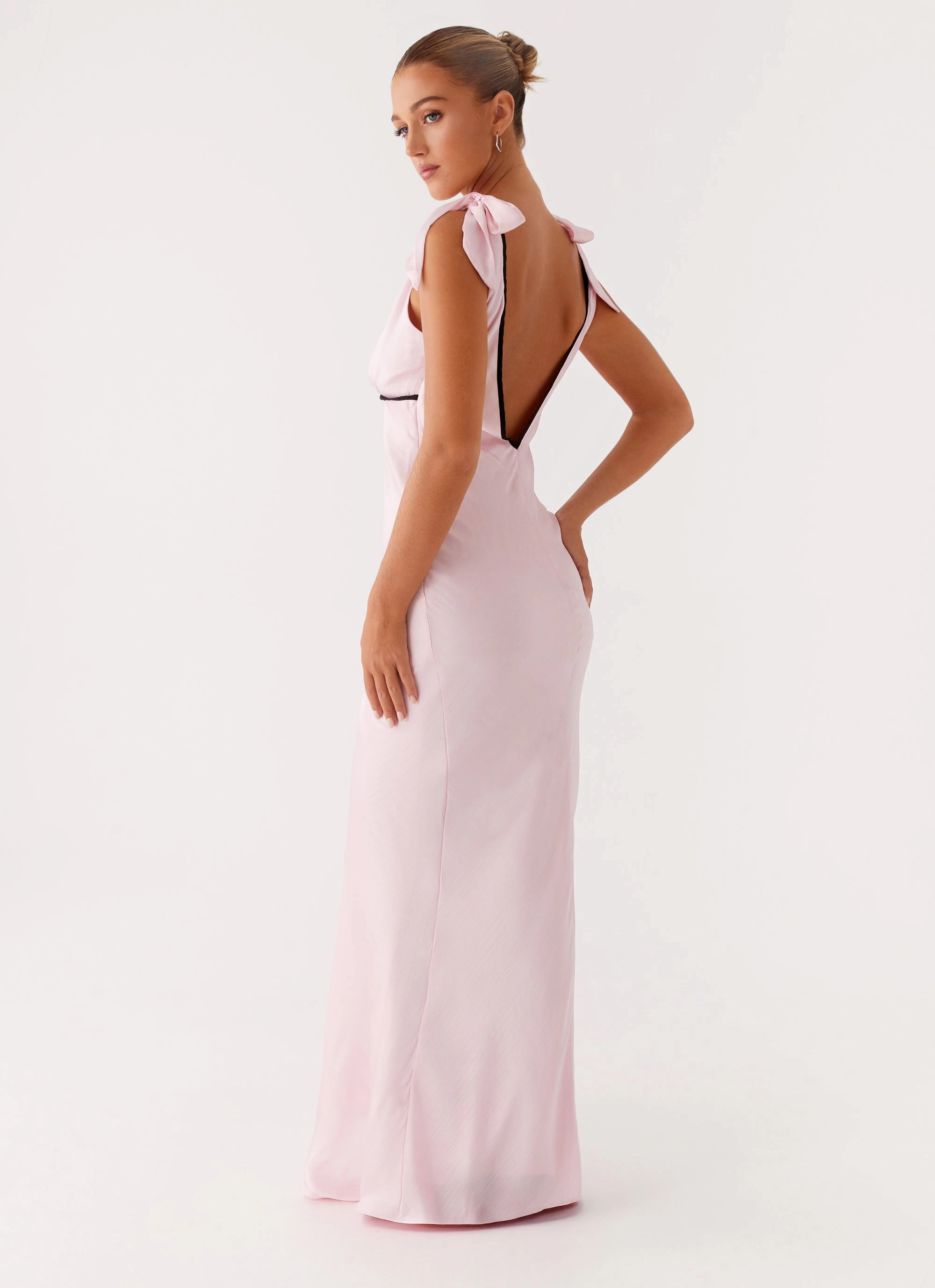 Romeo Maxi Dress - Pink Elegant Waistband Fit Dance Night