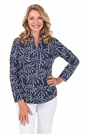 PreShrunk Fabric Rope Palms Mock Neck UPF50  Top