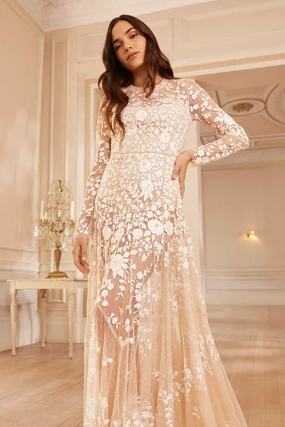 BreathableFabric Minimal Cut Rosa Sheer Ankle Gown