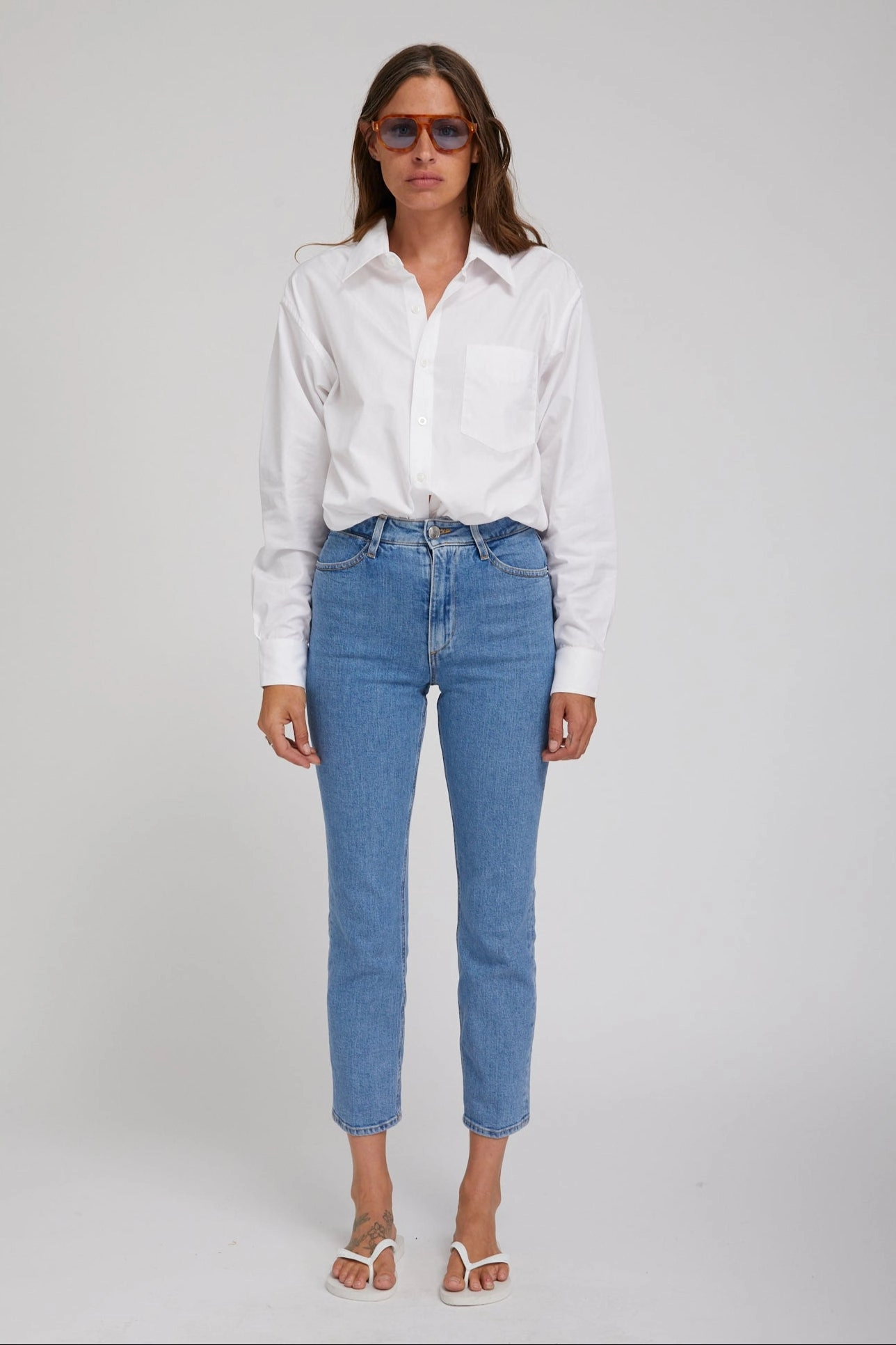 Non Slip Shoulder Seams Rosa Slim Straight Leg Denim