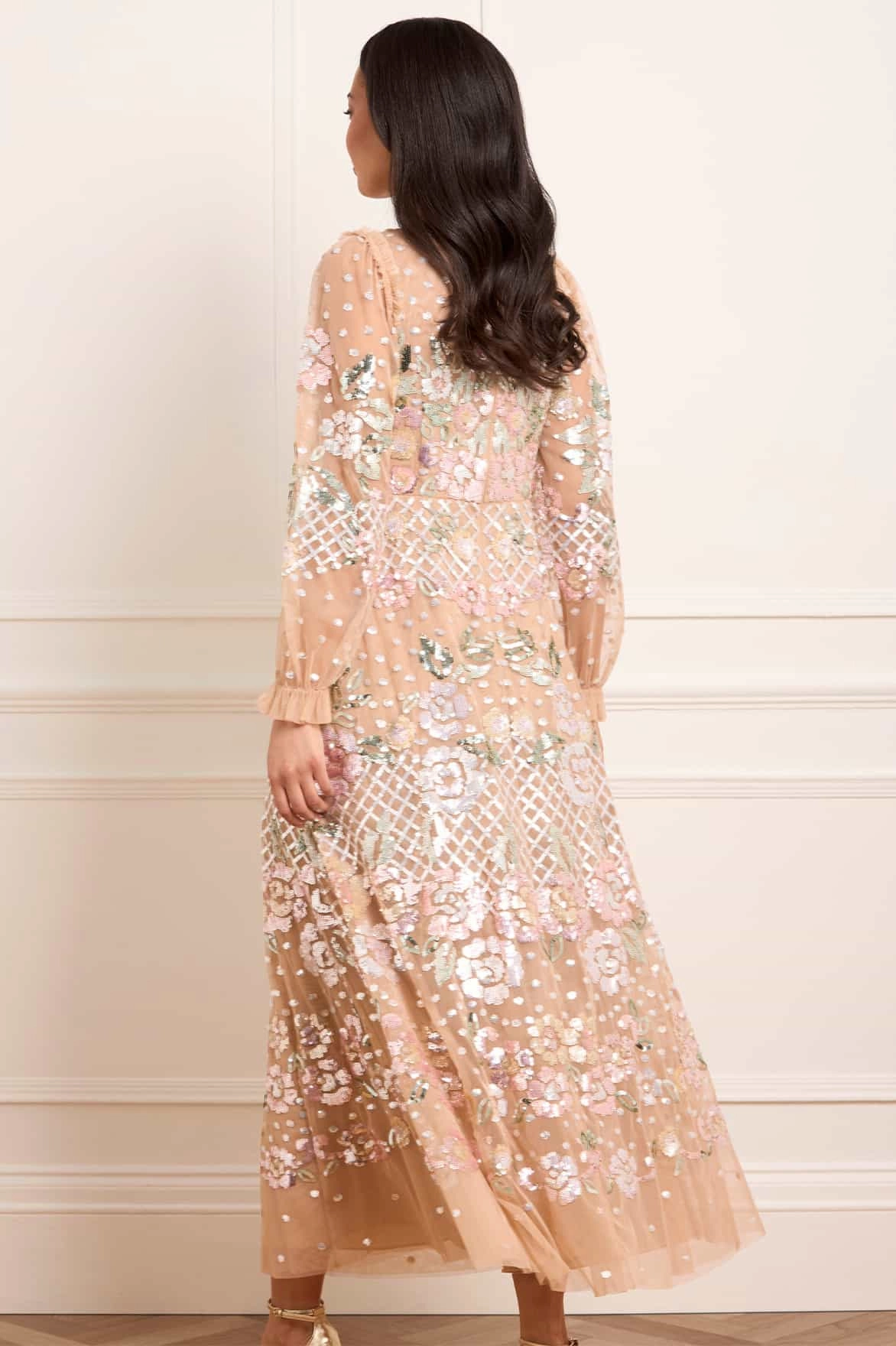 Sheer-Overlay Cozy Style Rosalie Ankle Gown
