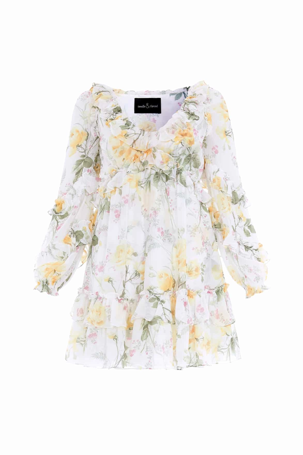 Grab Now Stylish Choice Rose Chiffon Long Sleeve Micro Mini Dress