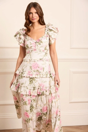 Comfortable Silhouette Rose Cotton Backless Ankle Gown