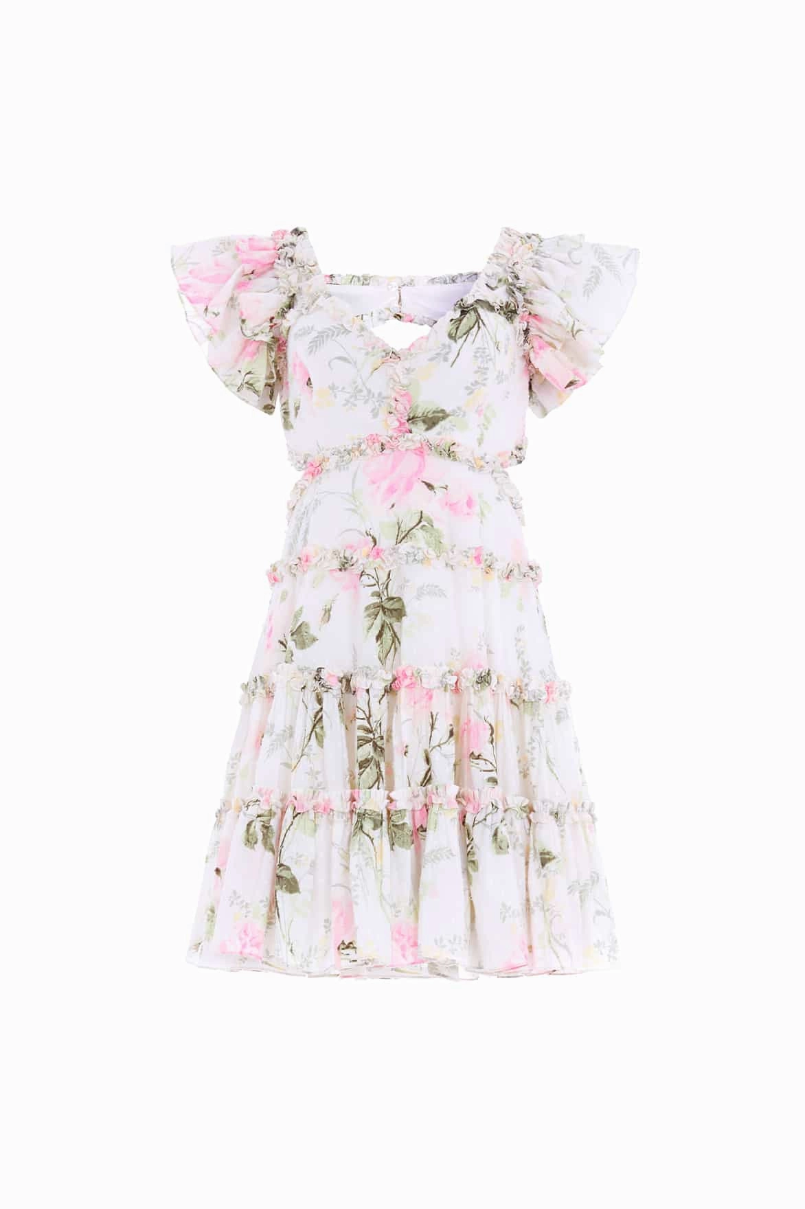 Rose Cotton Backless Mini Dress Graduation-Event Chic Waistband