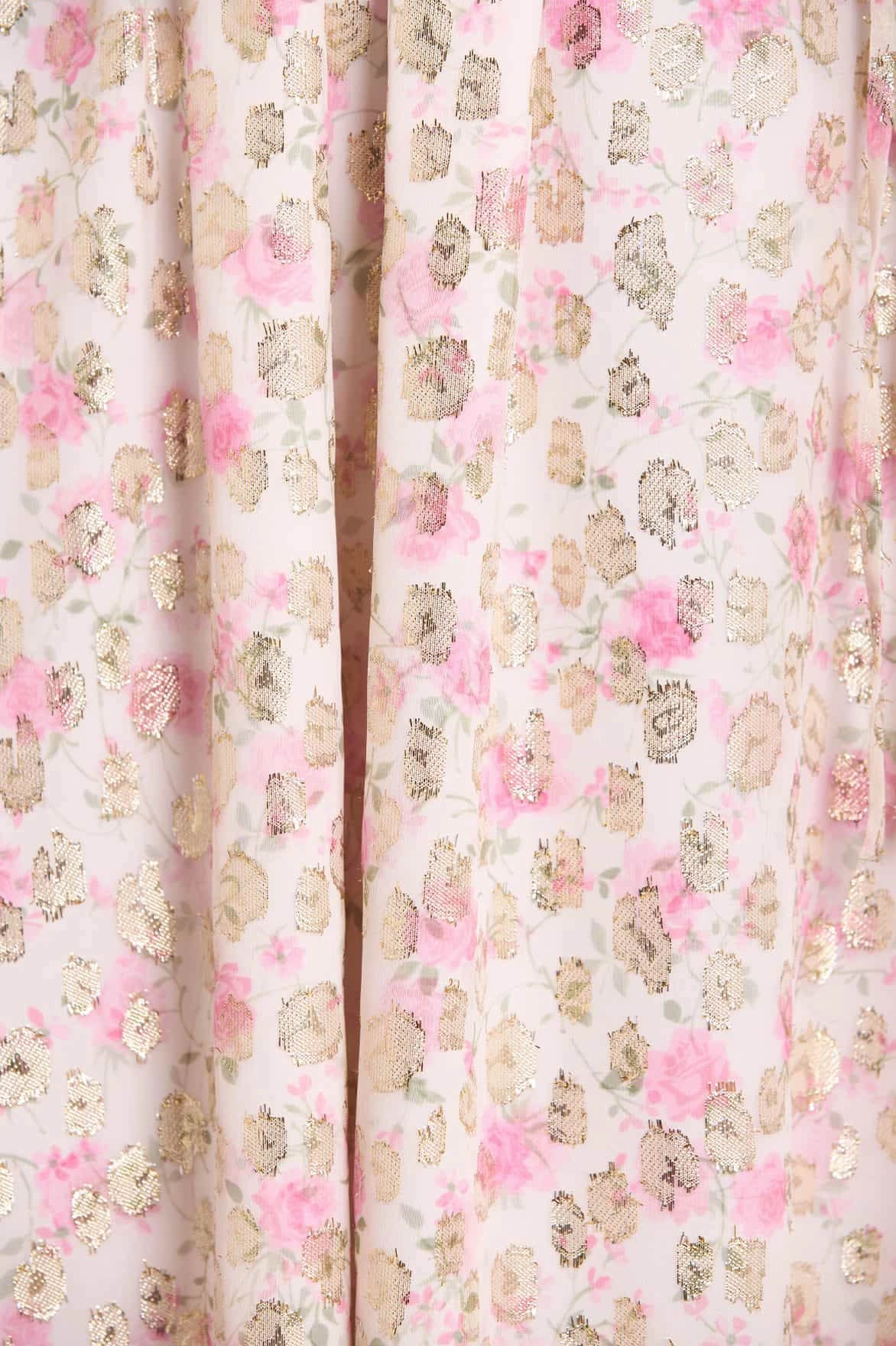 Gradient Shade Flattering and Chic Rose Ditsy Lurex Midaxi Dress