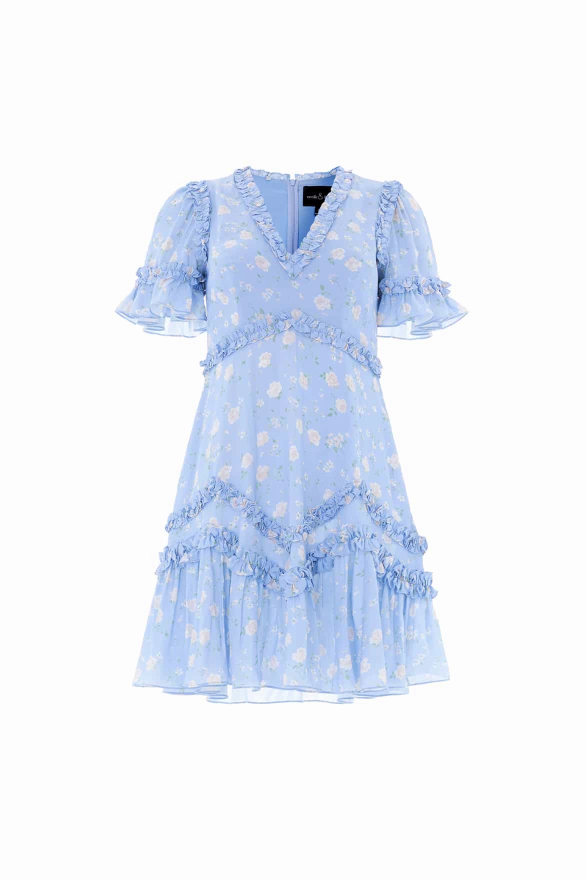 Rose Ditsy Satin V-Neck Micro Mini Dress Subtle design