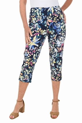 Moisture Lock Technology Easy Care Fabric Rose Petals Pull-On Crop Pant
