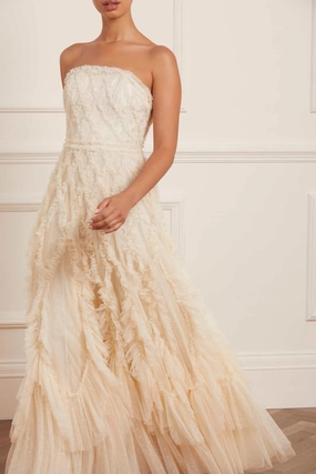Rosella Ruffle Strapless Gown Travel Ready Fresh Aesthetic