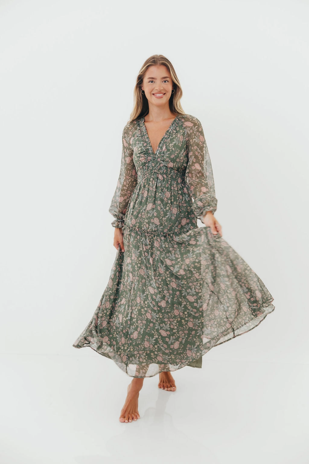Rosita Floral Maxi Dress in Dusted Eucalyptus Everyday Movement