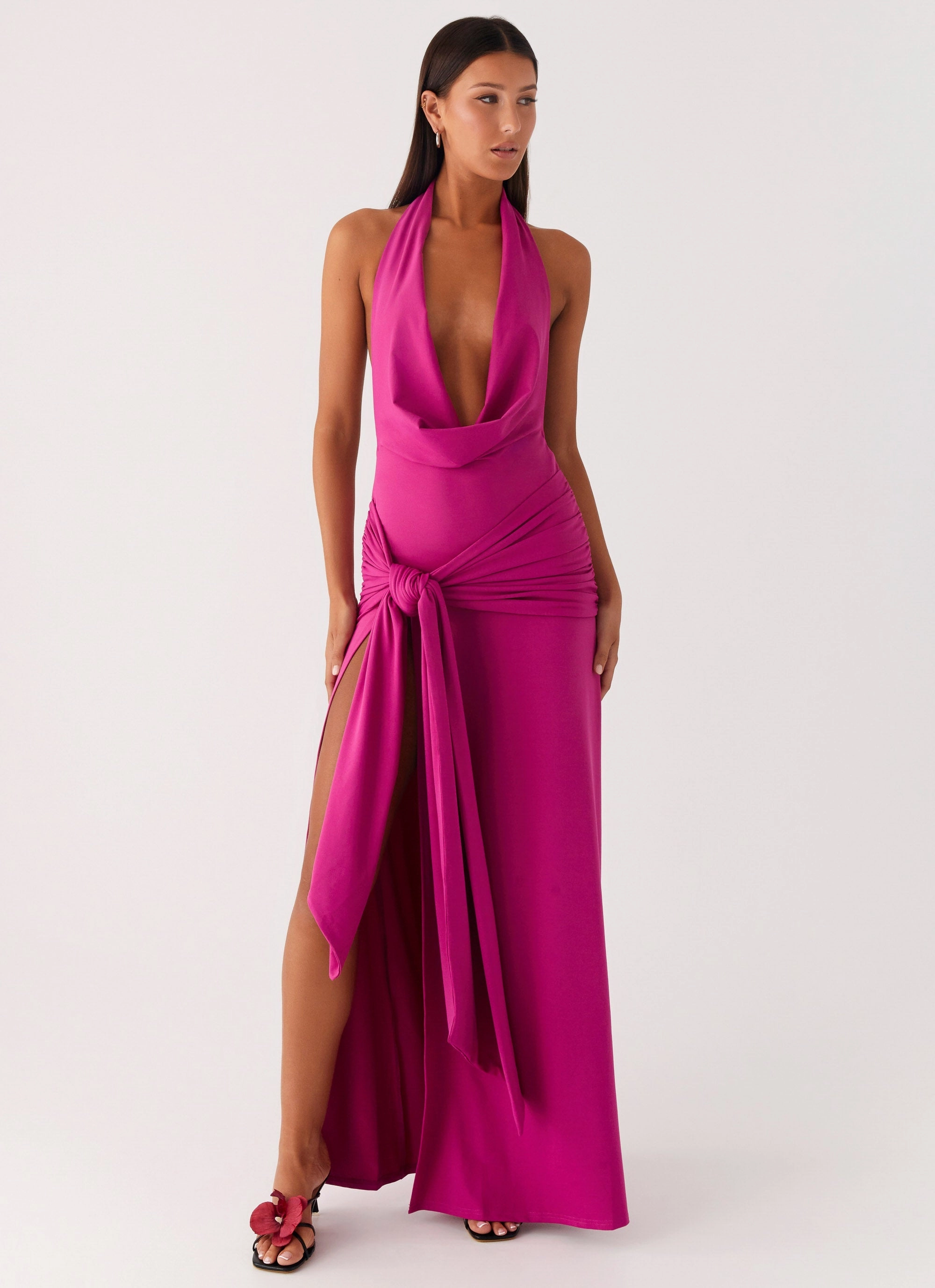 Soft Fashion Eco-friendly Rowan Ray Cowl Maxi Dress - Fuchsia