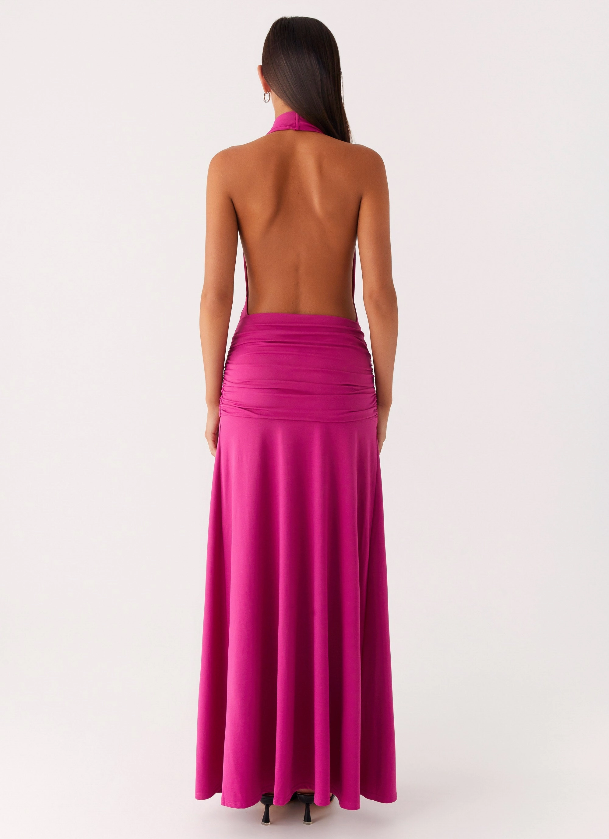 Rowan Ray Cowl Maxi Dress - Fuchsia Sculpted Detail Simplistic Mood