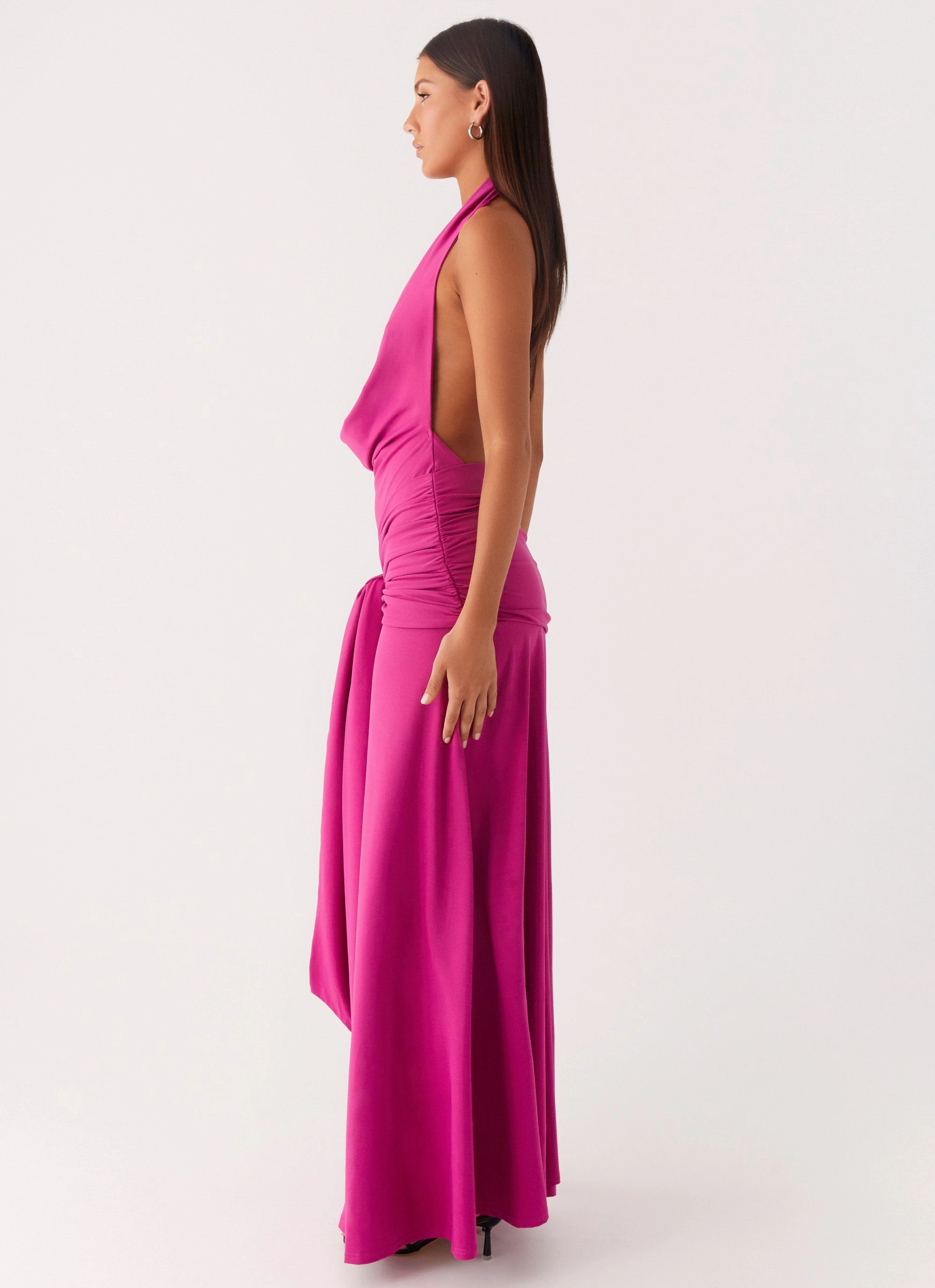 Effortless Touch Rowan Ray Cowl Maxi Dress - Fuchsia