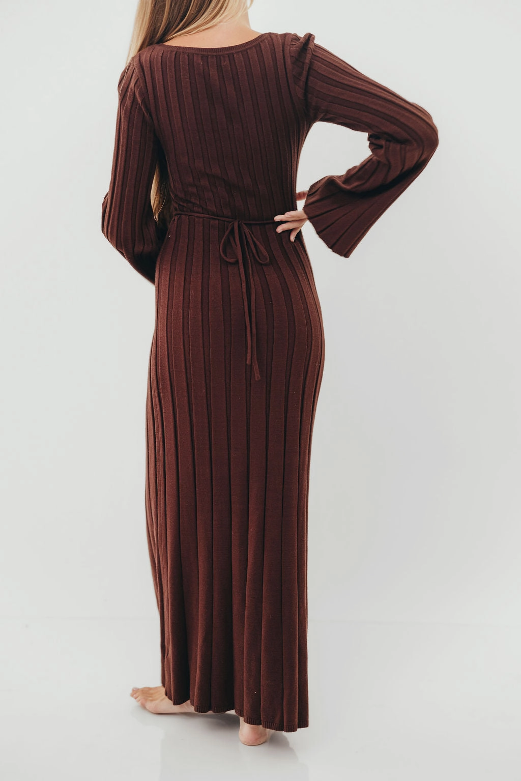 Trend Fit Dew Tone Rowan Square Neck Maxi Dress in Brown