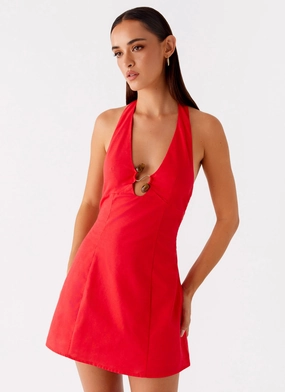 Chill Base Mood Edge Roxe Mini Dress - Red