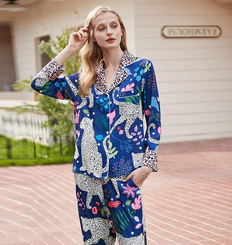 Royal Blue Leopard Print Pajamas