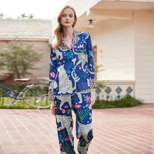 Royal Blue Leopard Print Pajamas