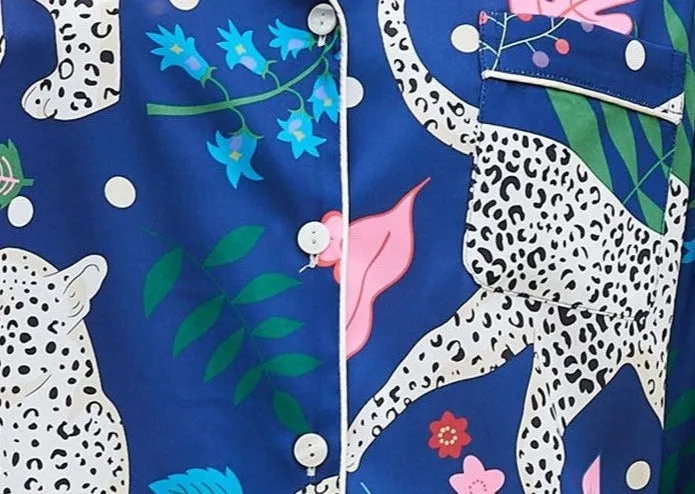 Royal Blue Leopard Print Pajamas