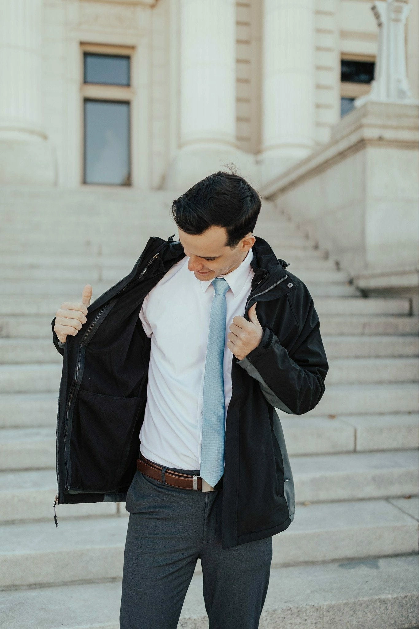 Landway 3-in-1 Coat Black/Charcoal Colorfast Dye Method Minimalist Detailing
