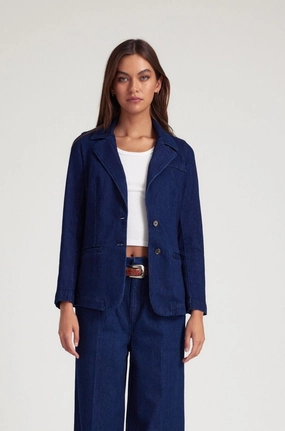 Windproof Insulated Coat City Ready Rinse Denim Blazer