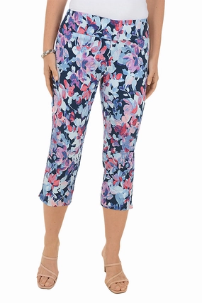 Moisture Wicking Fabric Cozy Fit Ruby Orchids Pull-On Crop Pant