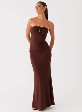 Party Floral Rudy Maxi Dress - Brown
