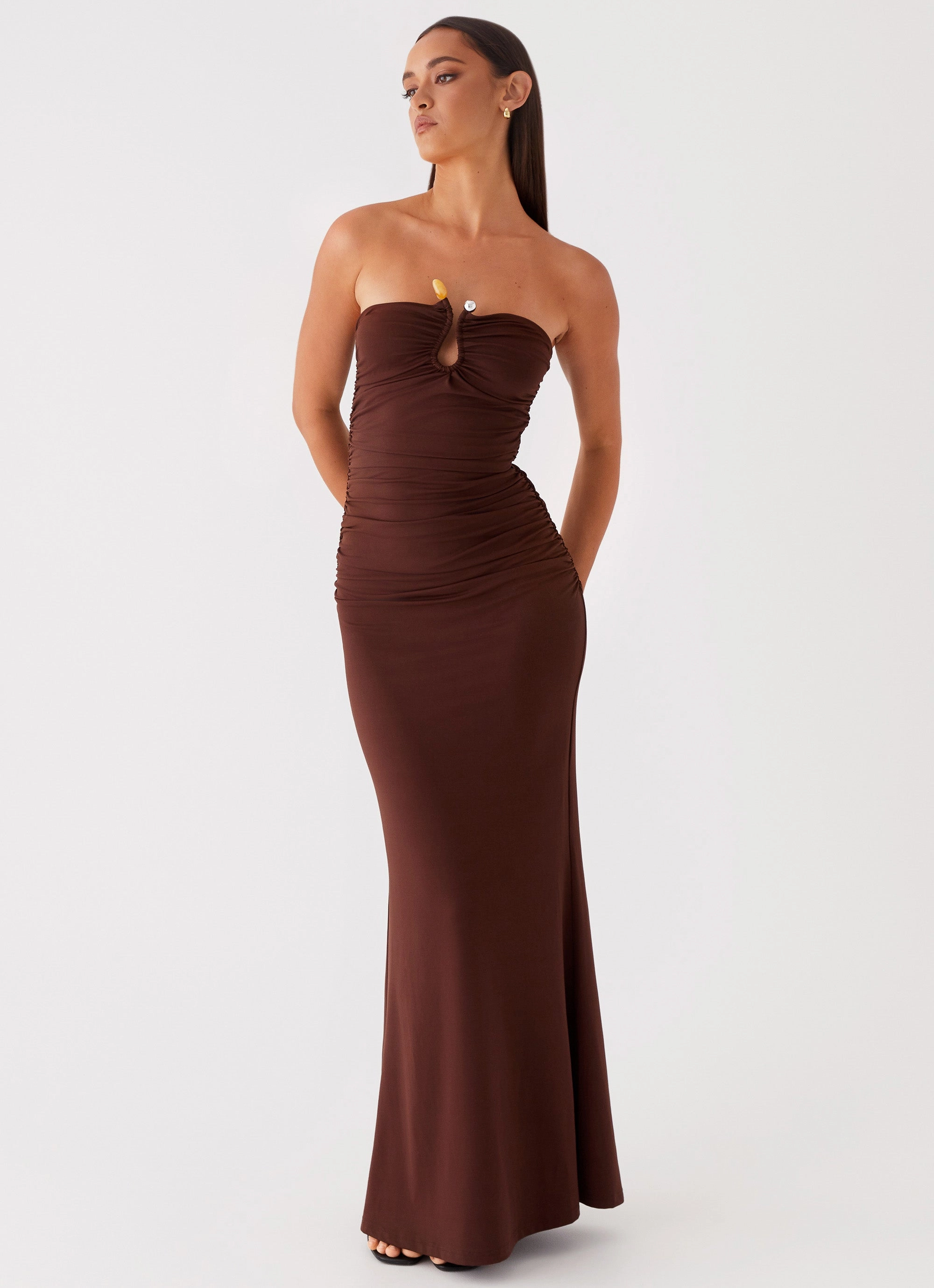 Party Floral Rudy Maxi Dress - Brown