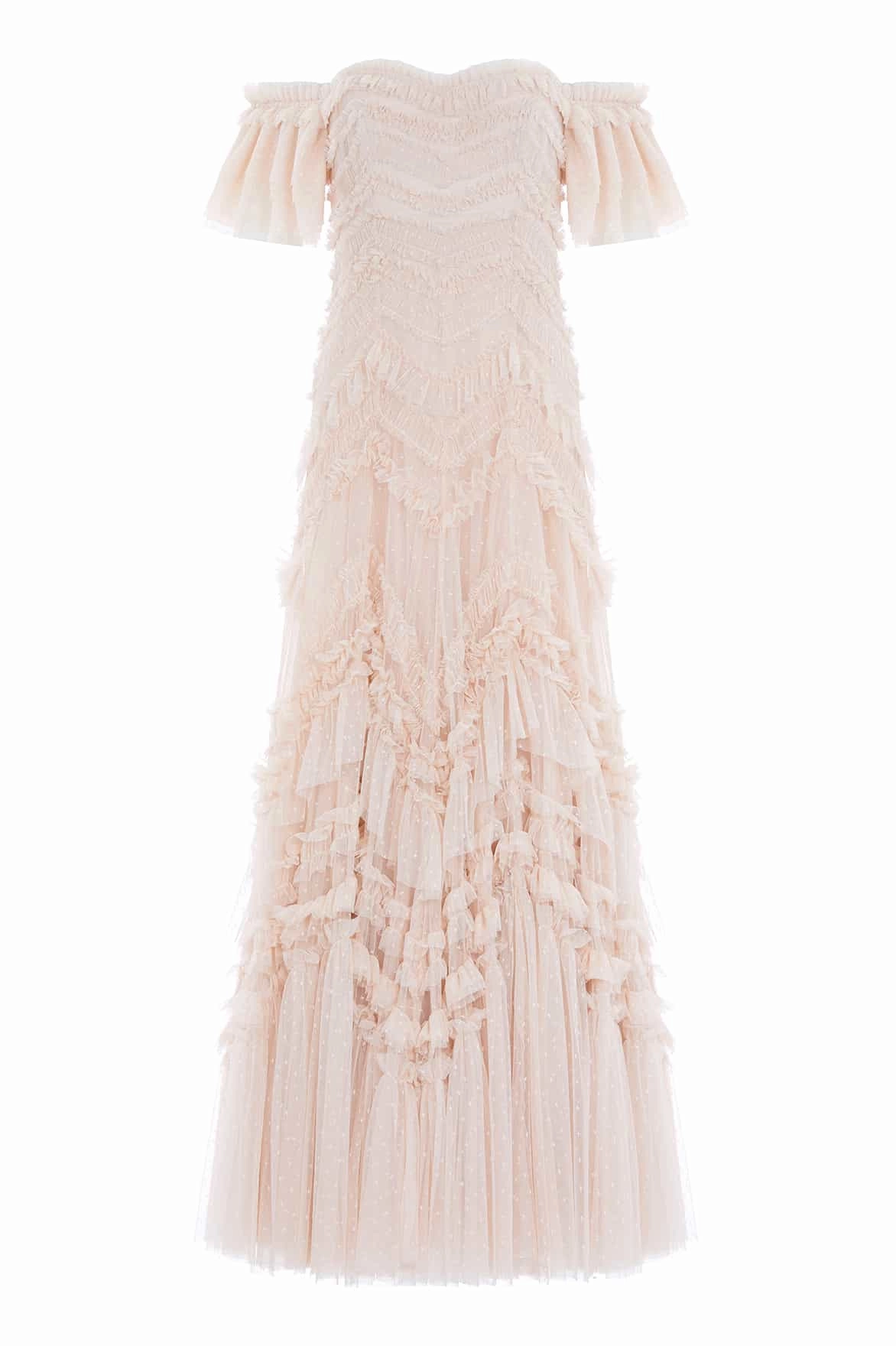 Minimalist Layering Elia Off-Shoulder Gown