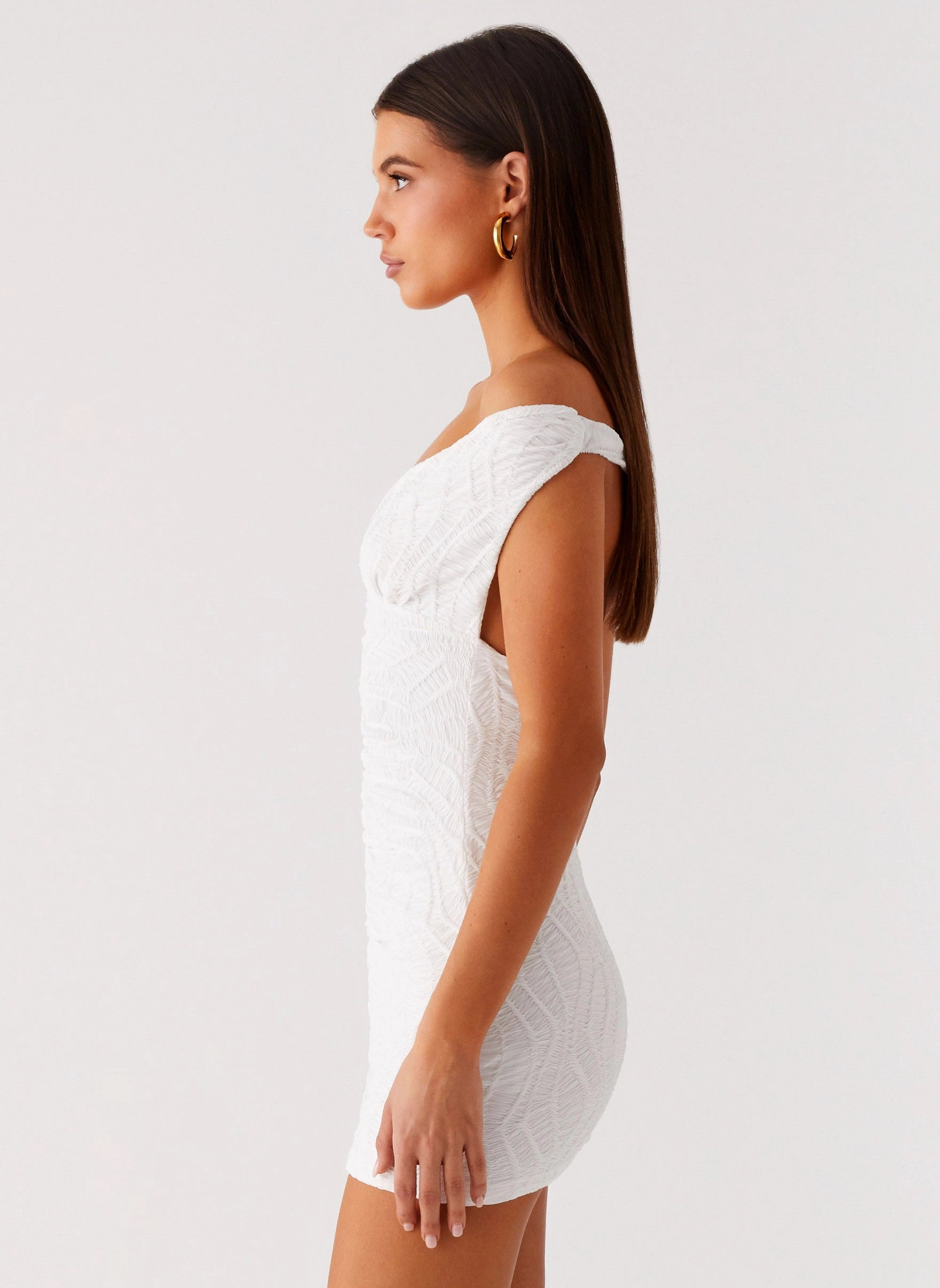 Cotton Touch Takoda Off Shoulder Mini Dress - White