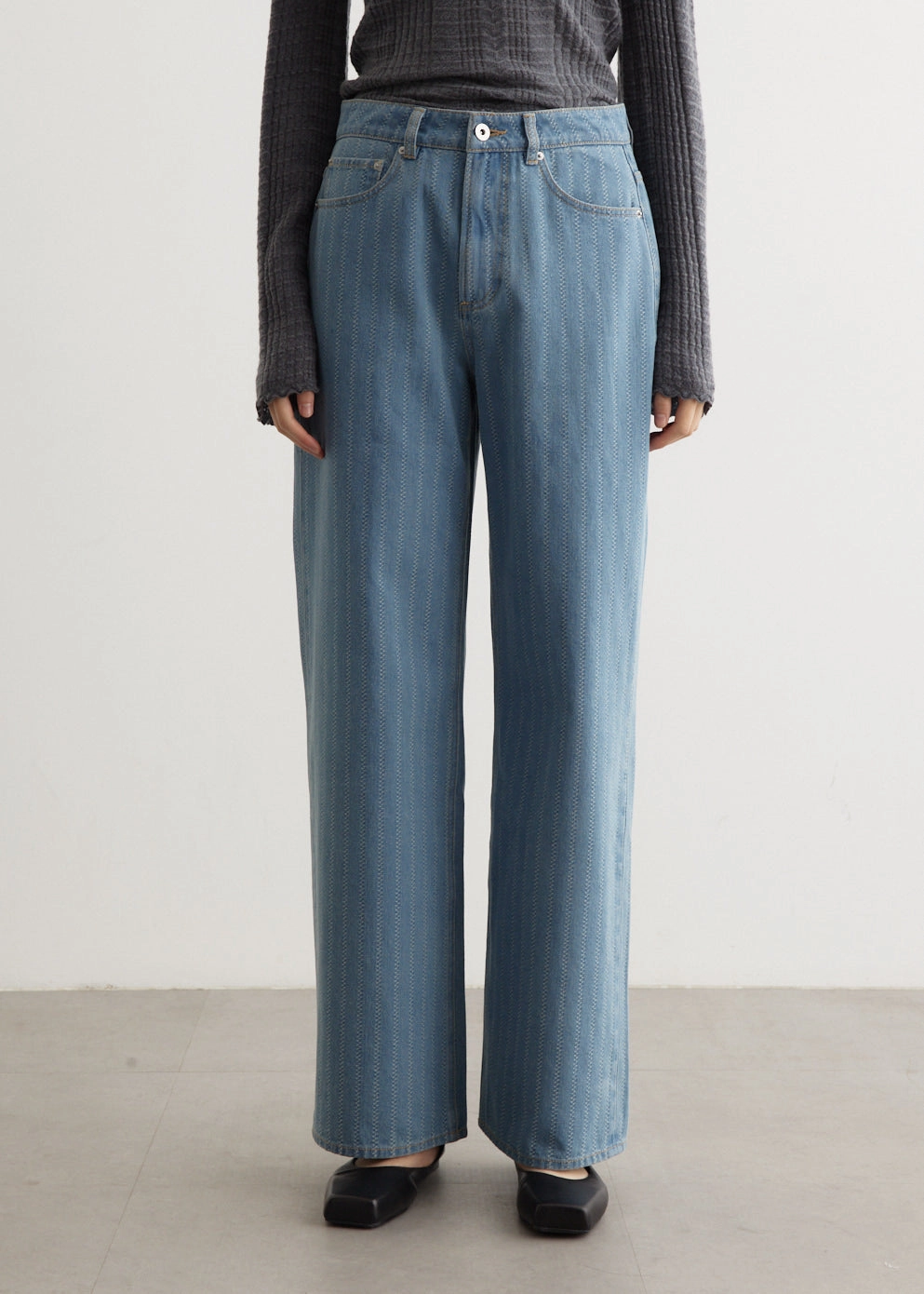 Soft Stretch Rugged Style Crash Baggy Stripe Jeans