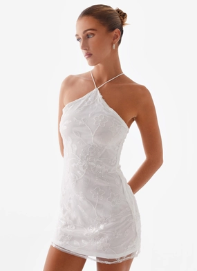 Rumi Beaded Mini Dress - White Glossy-Finish Trendy And Comfortable