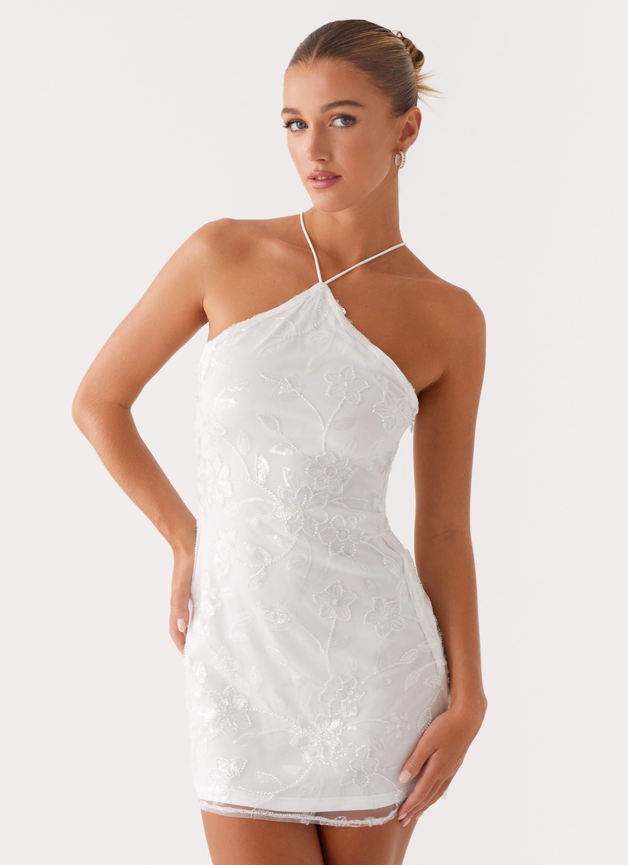 Soft Composition everyday elegance Rumi Beaded Mini Dress - White
