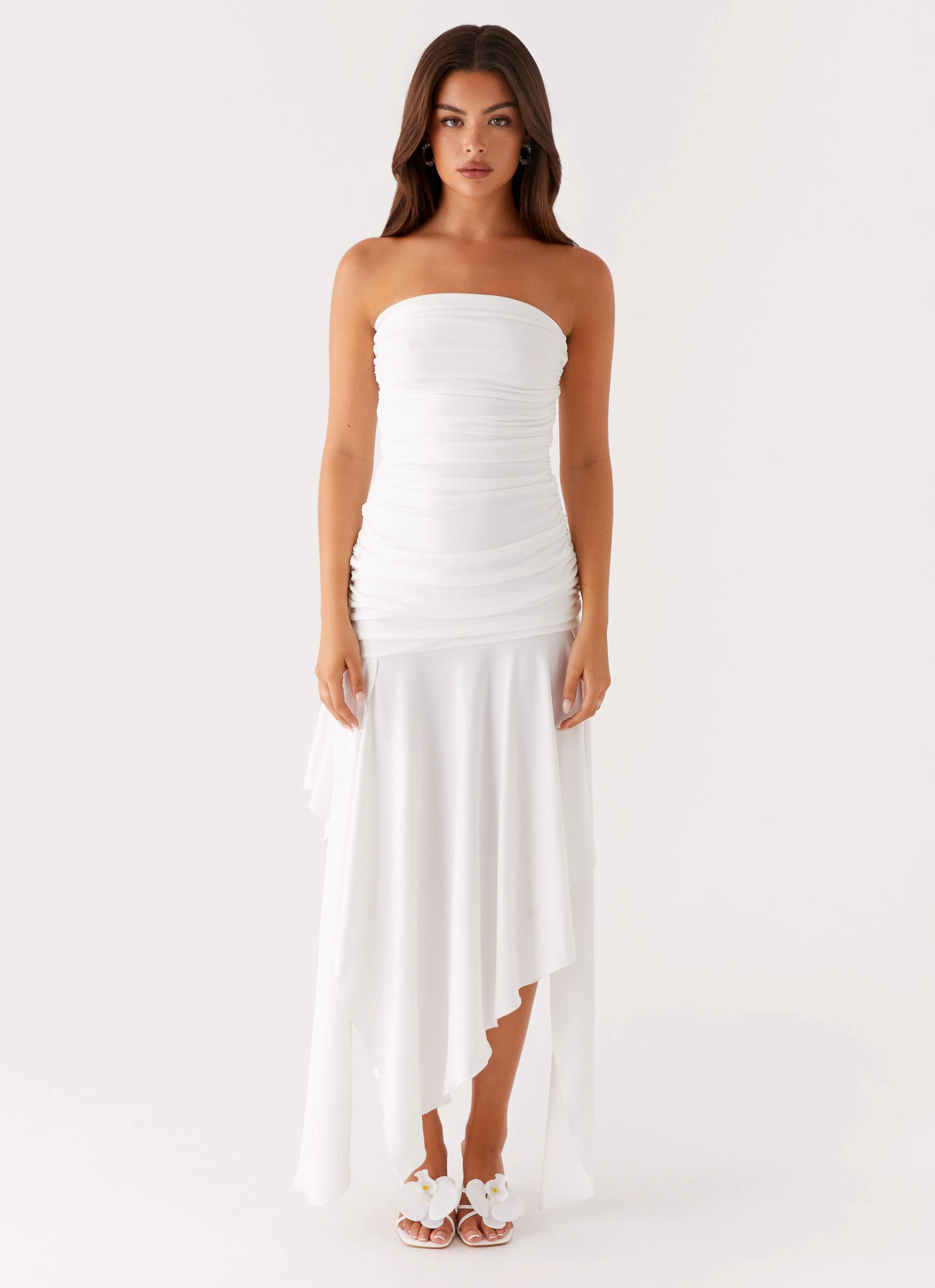Shine Soft Ora Strapless Maxi Dress - White