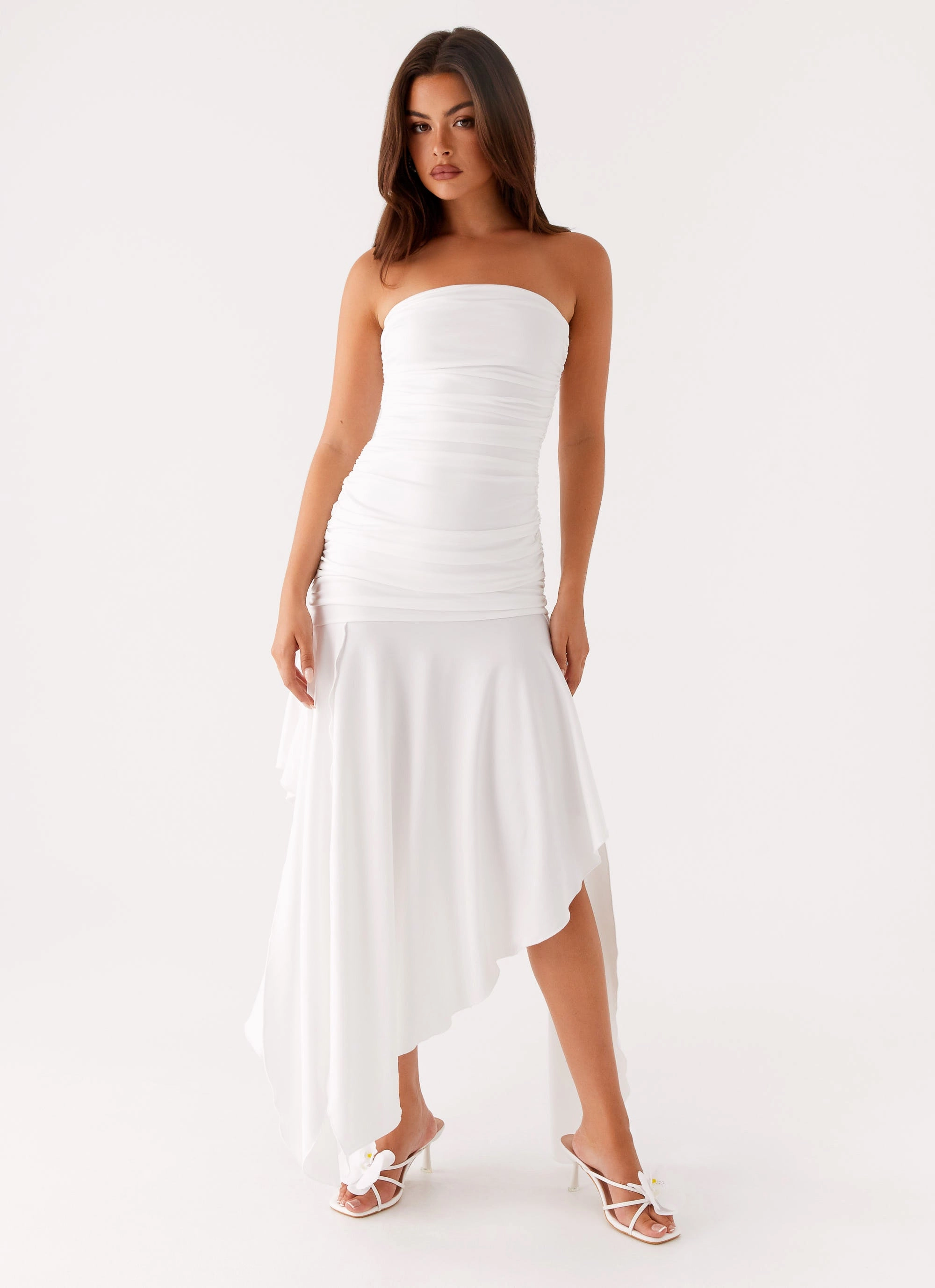 Ora Strapless Maxi Dress - White Charming Design