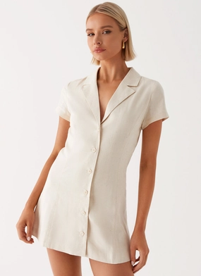 Russo Linen Mini Dress - Oatmeal Timeless Layer Calm Beauty