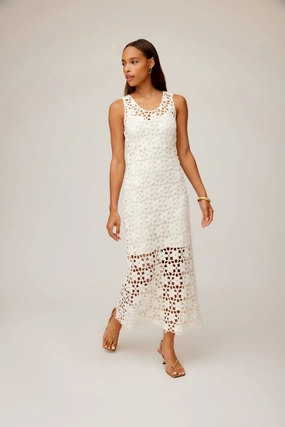 Kelsie Crochet Dress Ivory London Cool Smart and Sleek