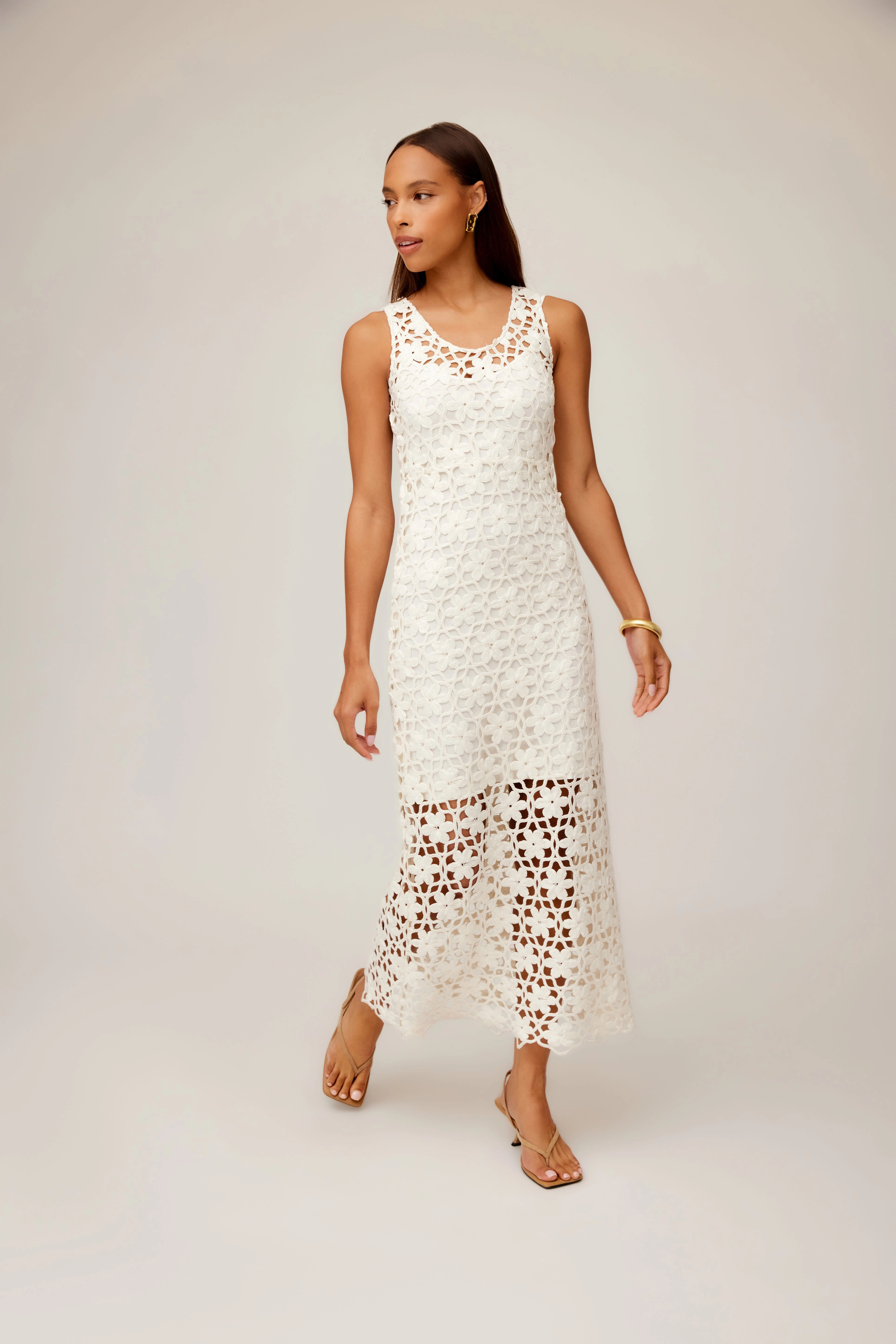 Kelsie Crochet Dress Ivory London Cool Smart and Sleek