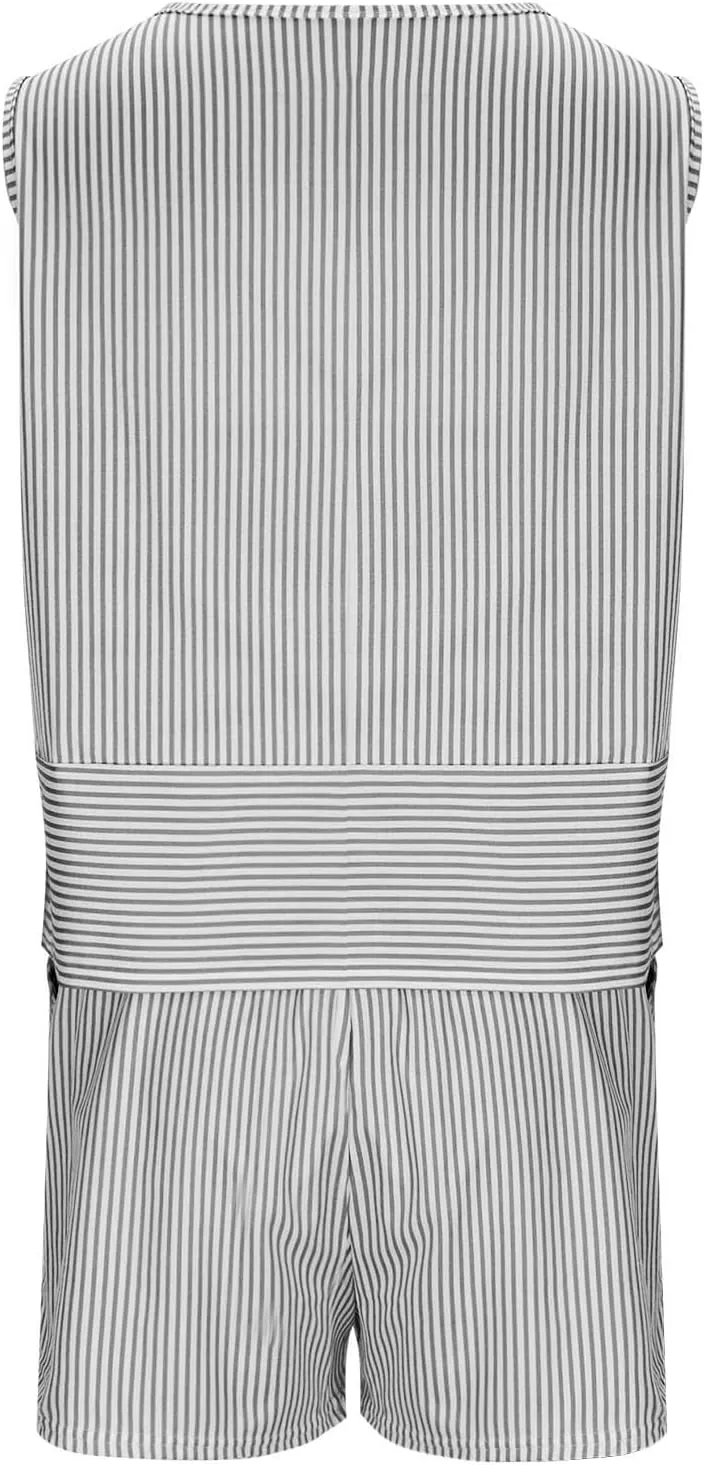 Ruziyoog Women's Summer 2 Piece Outfits Sleeveless Tank Top Matching Drawstring Shorts Striped Sweatsuits Vacation Beach 2025