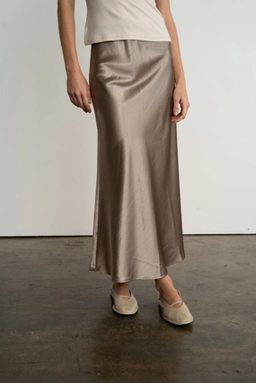 SABRINA SATIN LONG SKIRT Twist Front Design