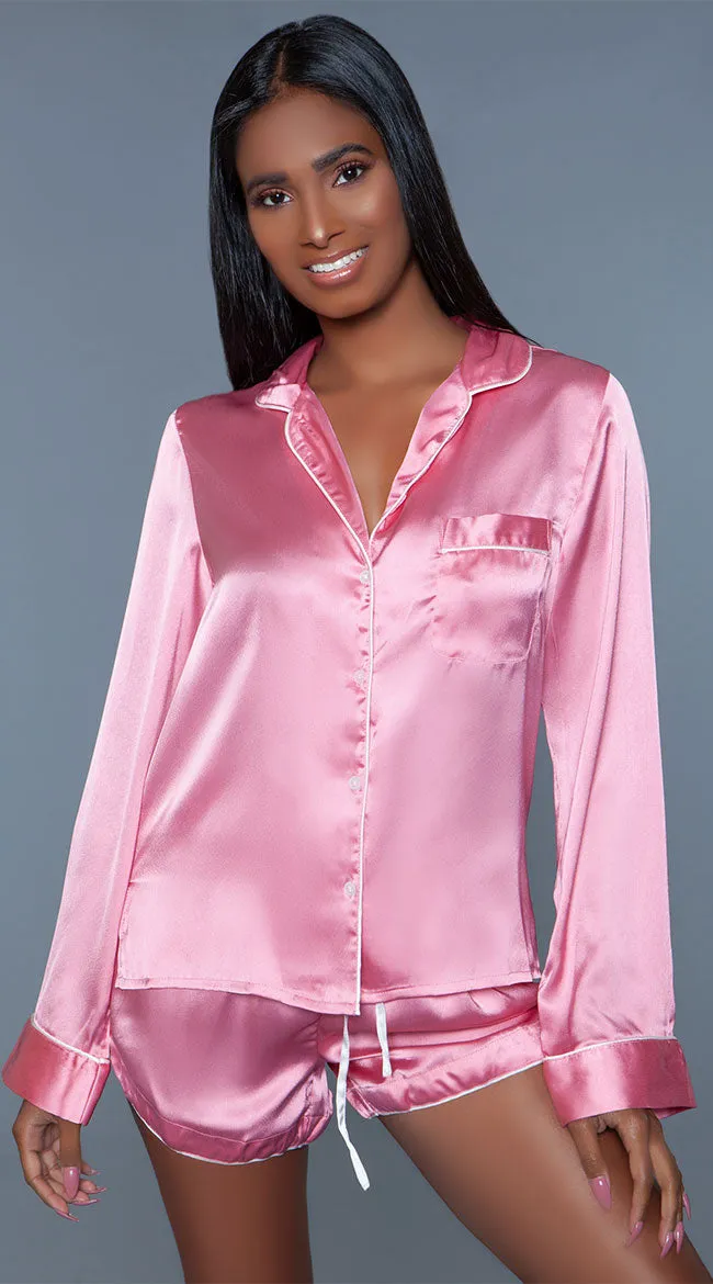 Sadie Satin Pajama Short Set