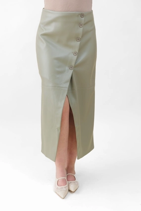 Stretchy SADIE FAUX LEATHER MIDI SKIRT