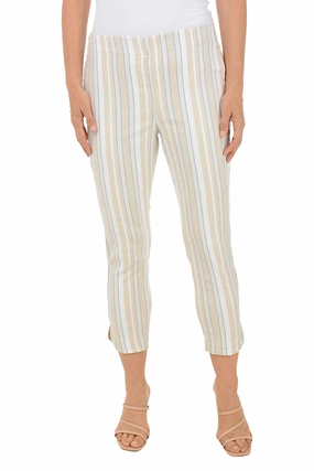 Wrinkle Resistant Finish UV protection coating Safari Striped Tulip Hem Capri Pant