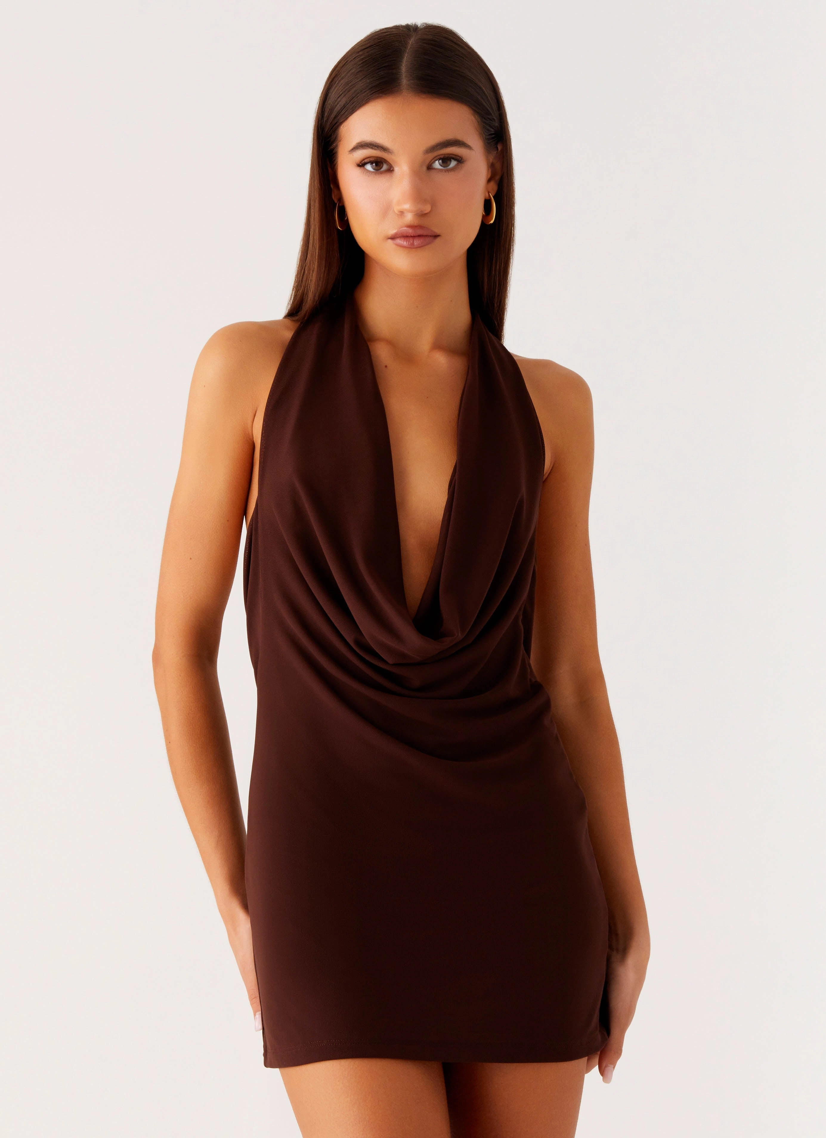 Chill Mode Classic knee-length dress Saffron Skies Mini Dress - Chocolate